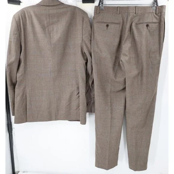Zara Suit Mens 42 34x33 Single Breasted Two Button Straight Leg Two Piece Plaid